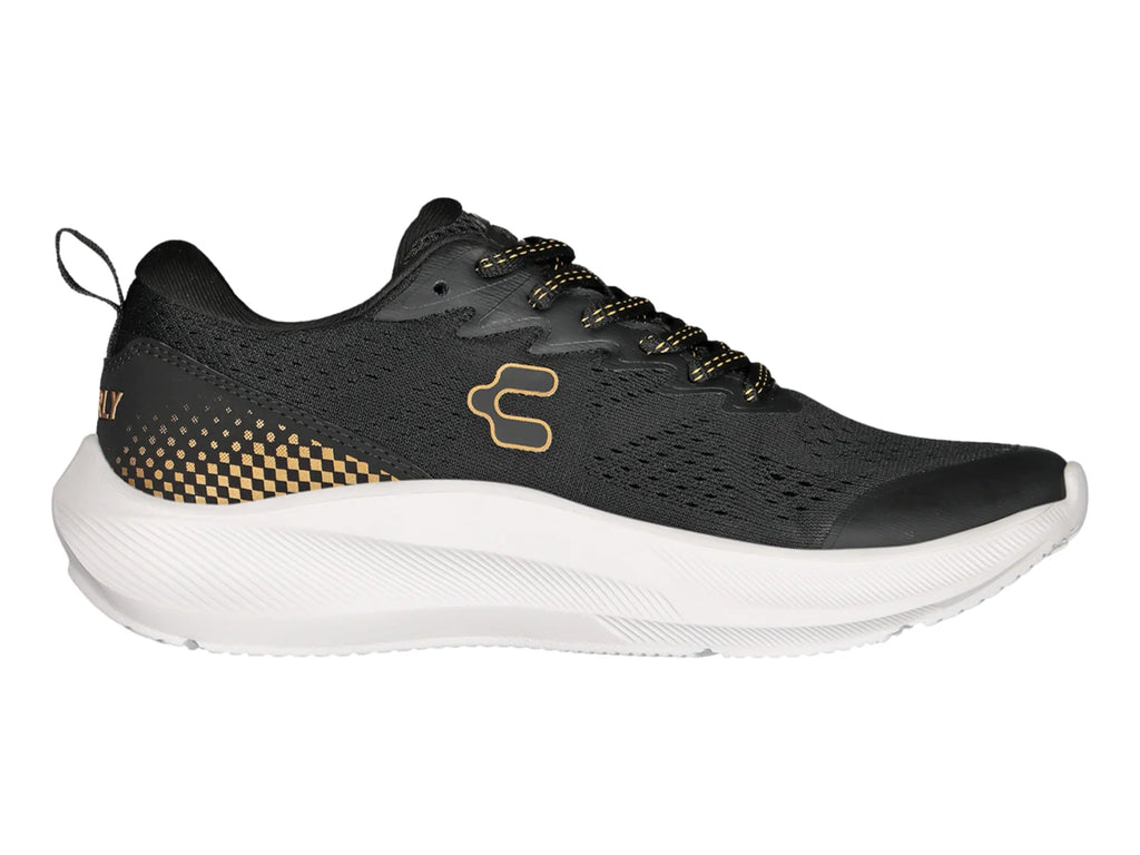 Tenis Charly Road Casual Negro y Oro para Mujer