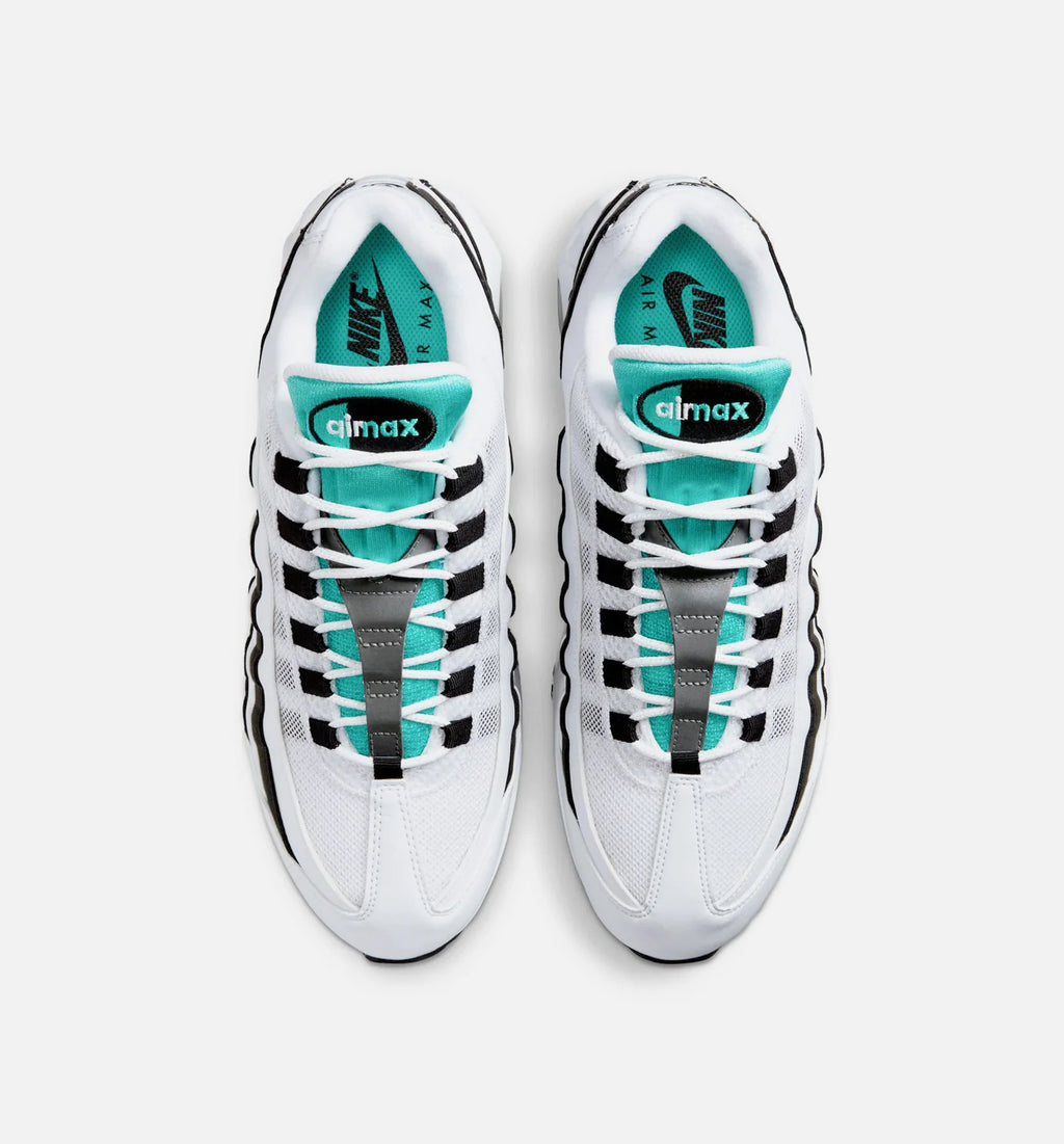 Air Max 95 OG Big Bubble Black Border Mens Lifestyle Shoe White Hyper Jade Black Metallic Silver
