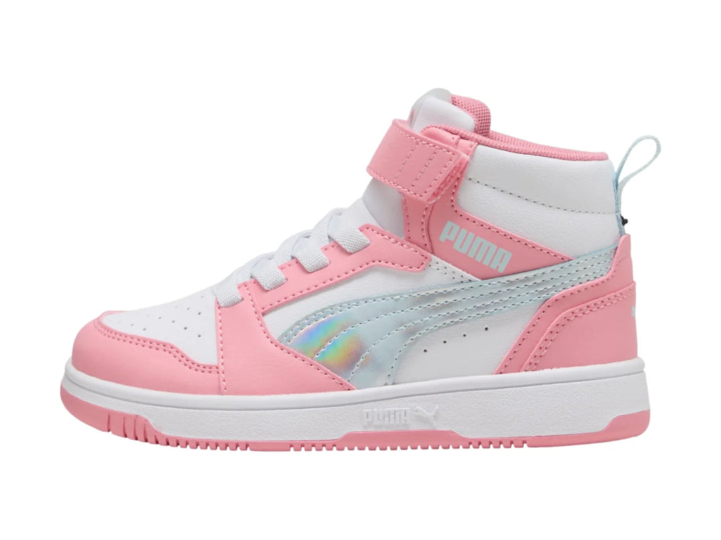 Tenis PUMA Rebound V6 Rosa y Blanco para Niña