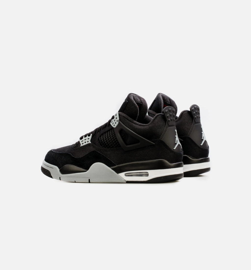 Air Jordan 4 Retro Black Canvas Mens Lifestyle Shoe Black Limit One Per Customer