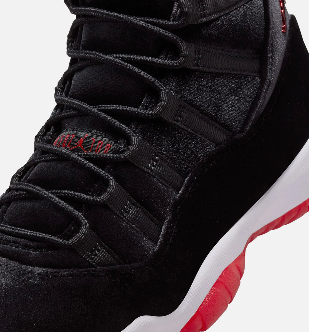 Air Jordan 11 Retro Bred Velvet Womens Lifestyle Shoe Black Gym Red White