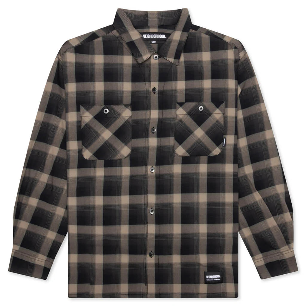 Half Hombre Check Shirt L S Beige