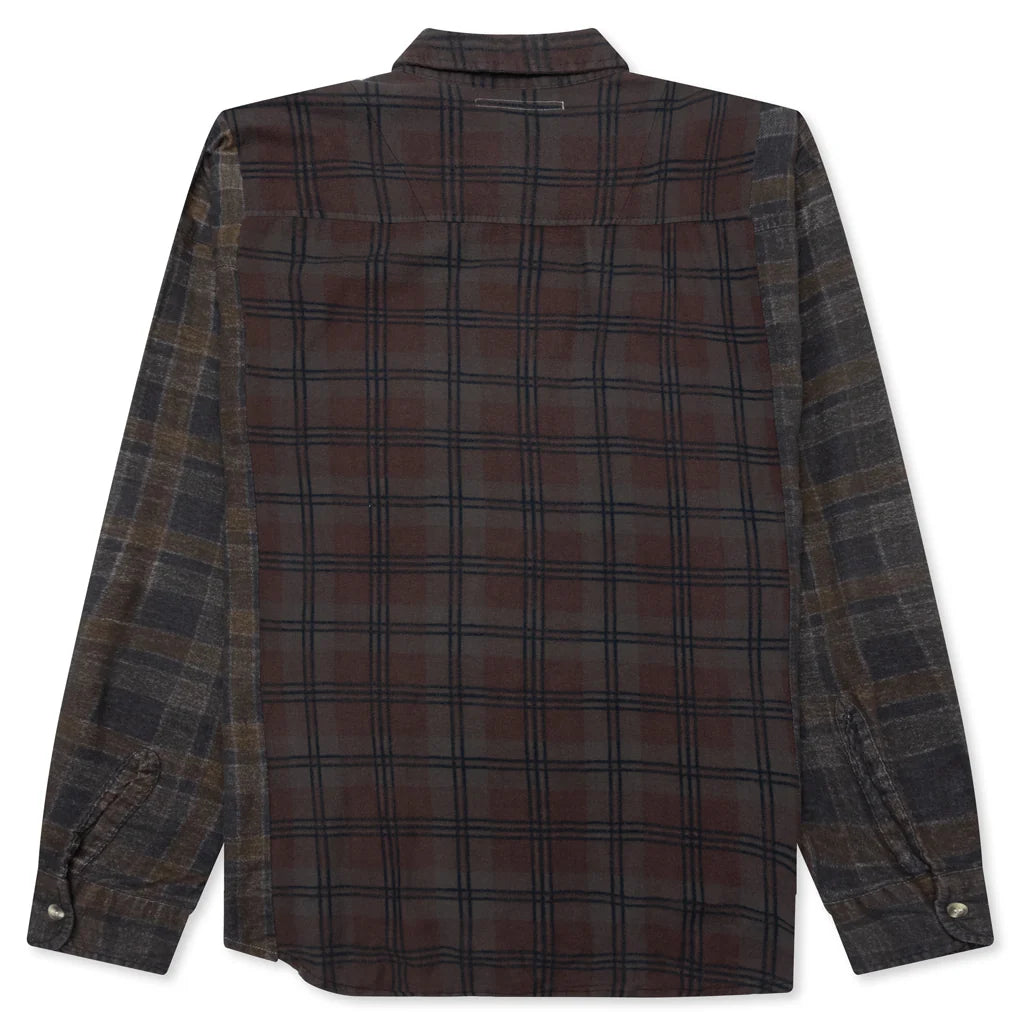 Over Dyed Ribbon Wide Shirt Brown