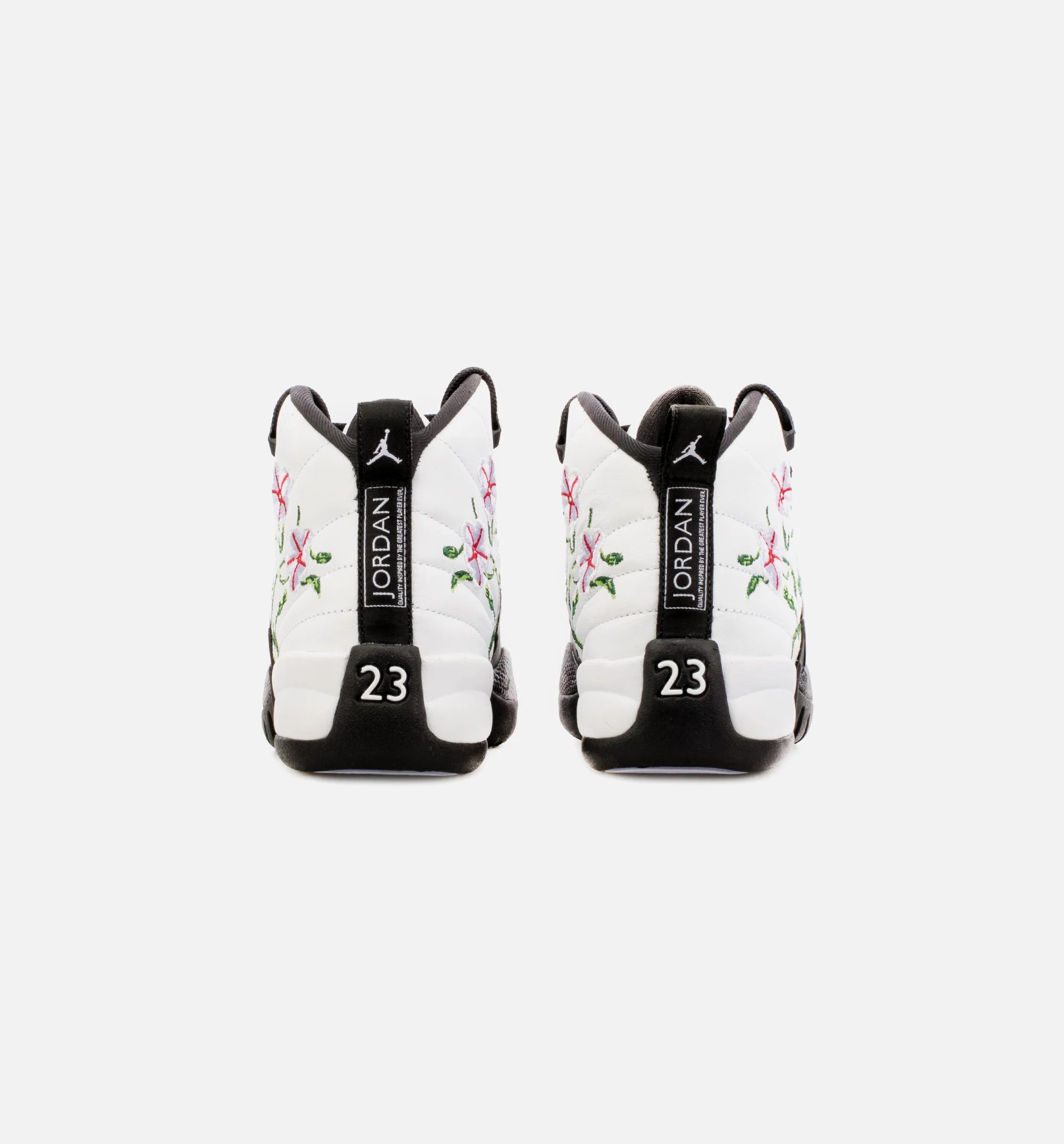 Air Jordan 12 Retro Floral Grade School Lifestyle Shoe Black White